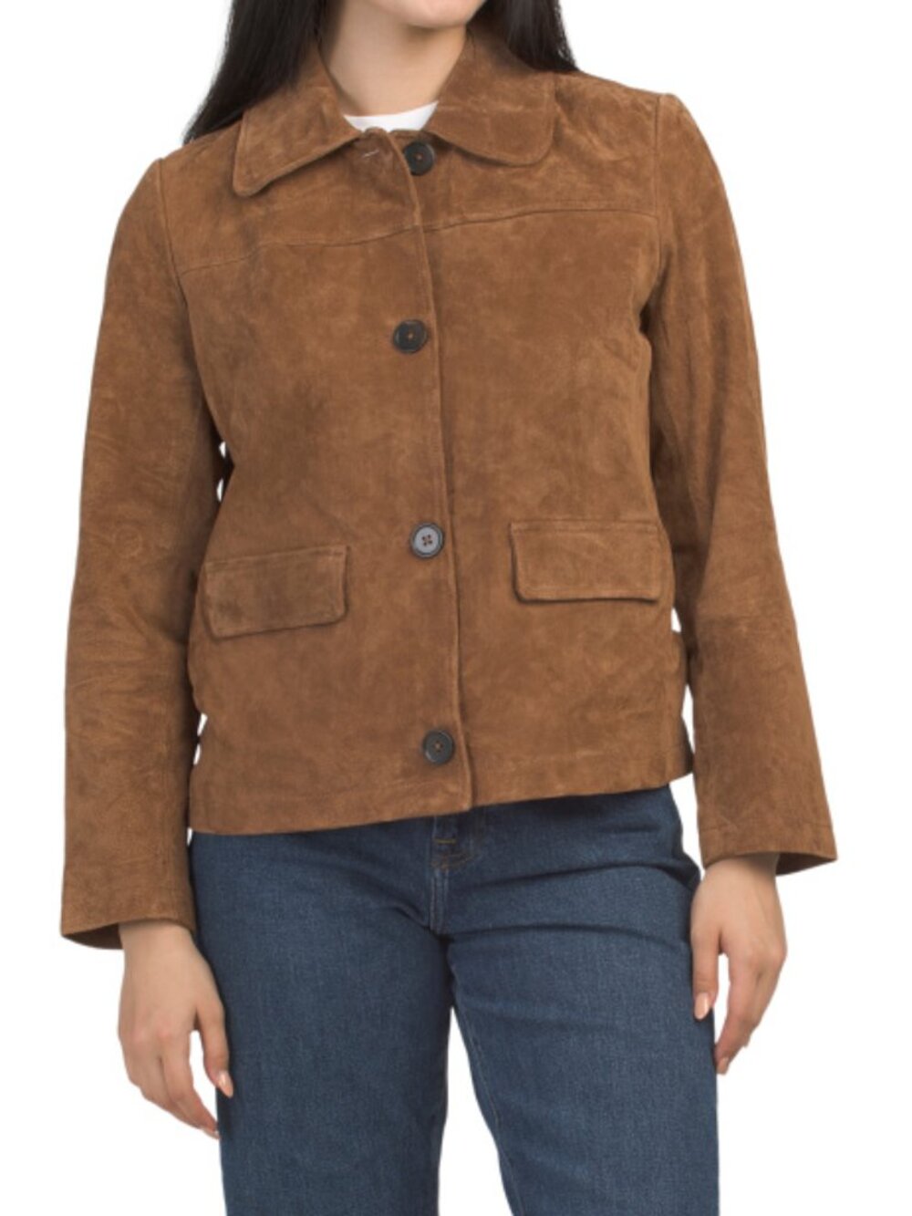 NVLT Cognac Suede Trucker Jacket
